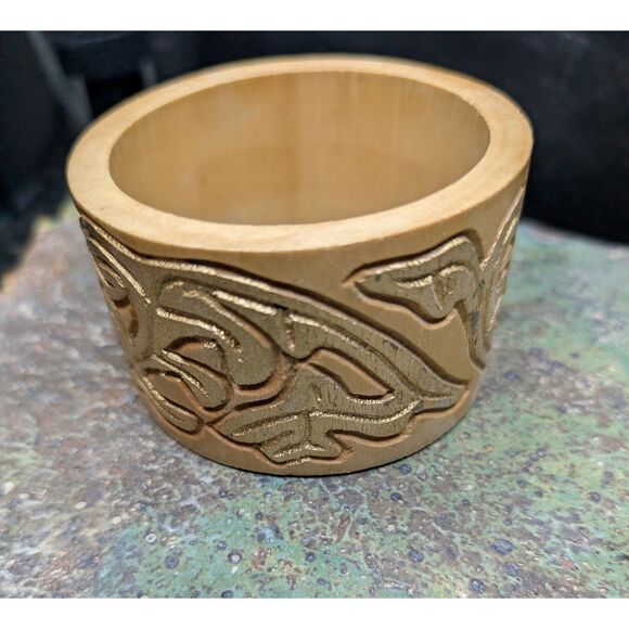 Bracelet Lot – Textured Resin & Carved Wood – Sculptural Boho Stack - Picture 5 of 9